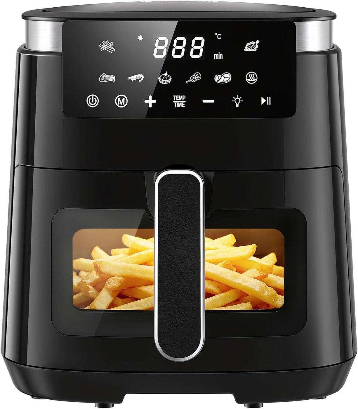 Heißluftfritteuse 5,5 L mit Sichtfenster und Warmhaltefunktion