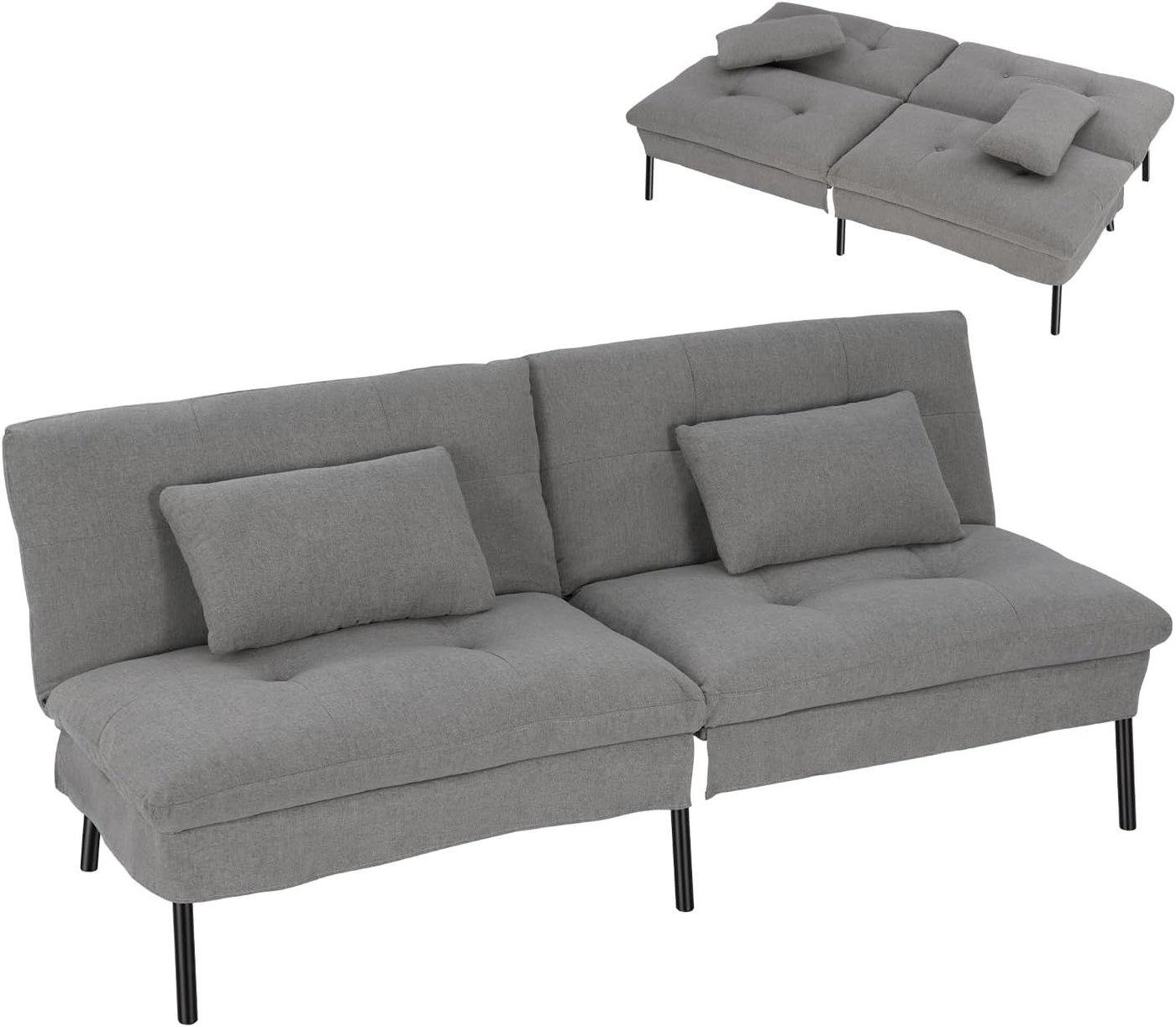 2-Sitzer-Schlafsofa mit verstellbarer Rückenlehne