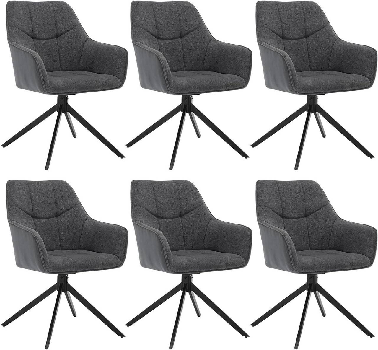 Drehstuhl Chenille & Cord, 6er-Set