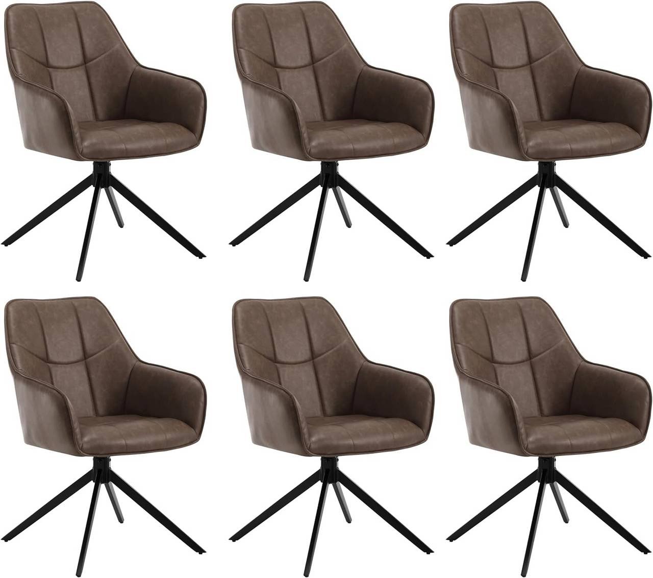 Drehstuhl Vintage-Kunstleder, 6er-Set