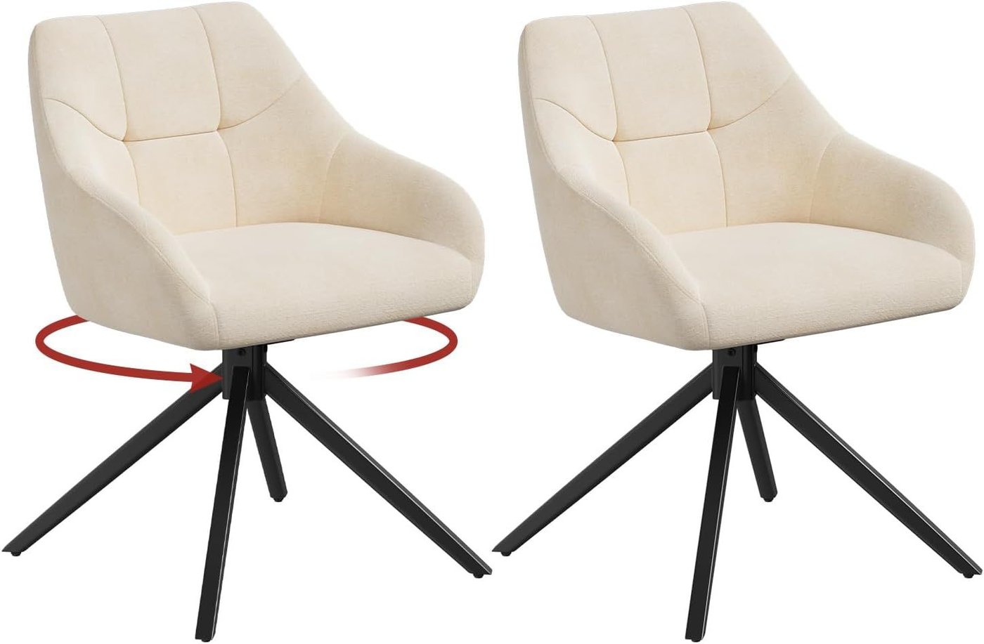 Drehstuhl Chenille Beige, 2er-Set